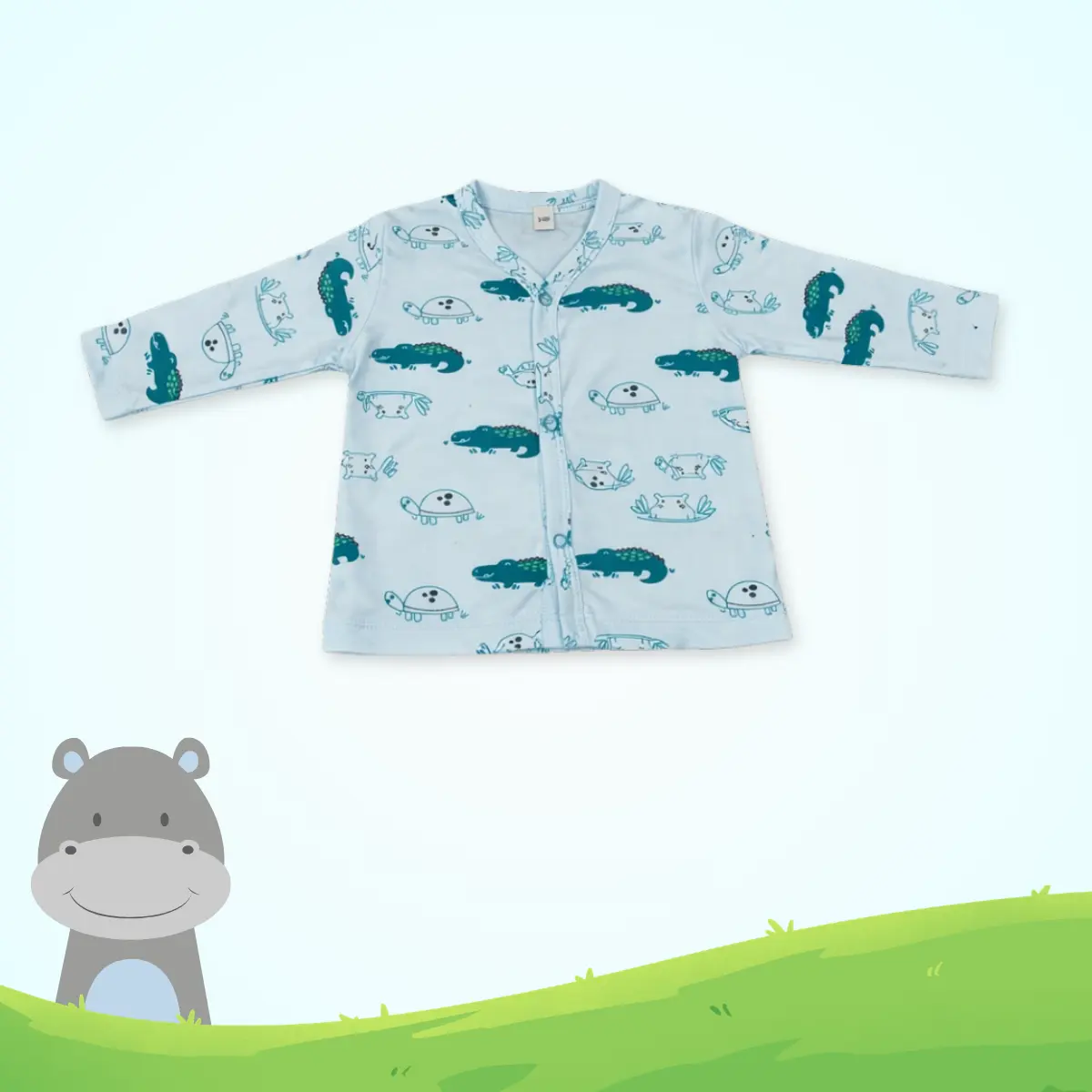 baby full sleeve top crocodile print cotton infant wear front open