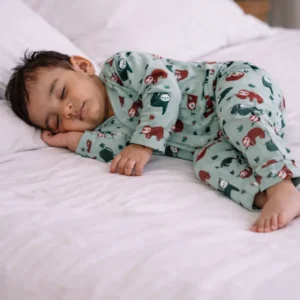 baby sleeping in cotton co-ord set sloth print soft breathable infant wear