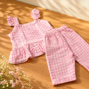 Muslin Cotton Flutter Sleeve Girl's Coord Set(1-4 Years)