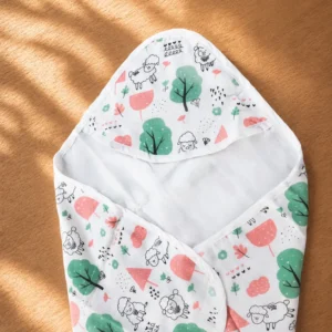 Muslin Cotton Hooded Bath Towel Cum Swaddle