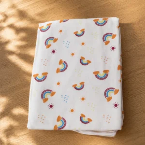 Muslin Cotton Hooded Bath Towel Cum Swaddle - Rainbow