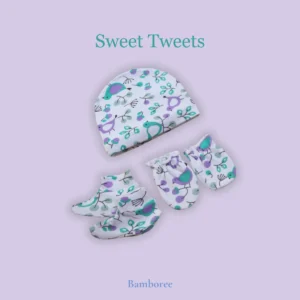Knit Cotton Baby Cap, Mittens & Socks Set for Newborns (0–6 Months)