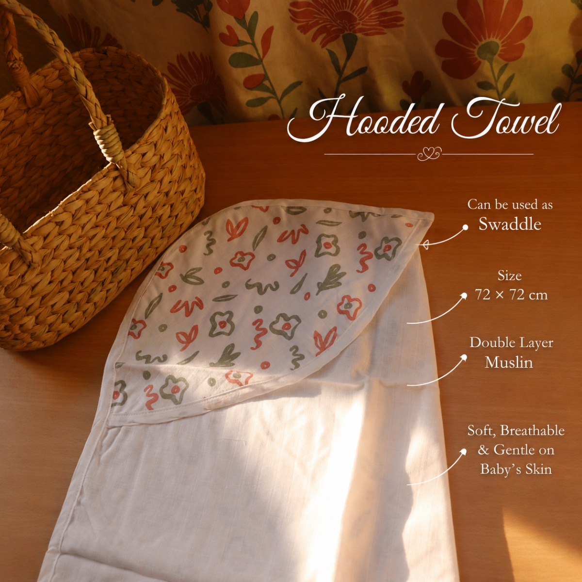 Muslin Hooded Towel/Swaddle - Pack of 2 - Image 2