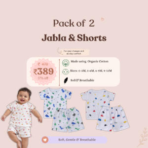 Muslin Jabla & Shorts(0-12M) - Pack of 2