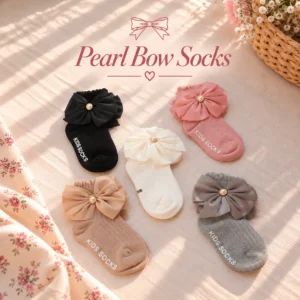 Pearl Bow Socks | 6M - 24M | Anti-Skid Sole