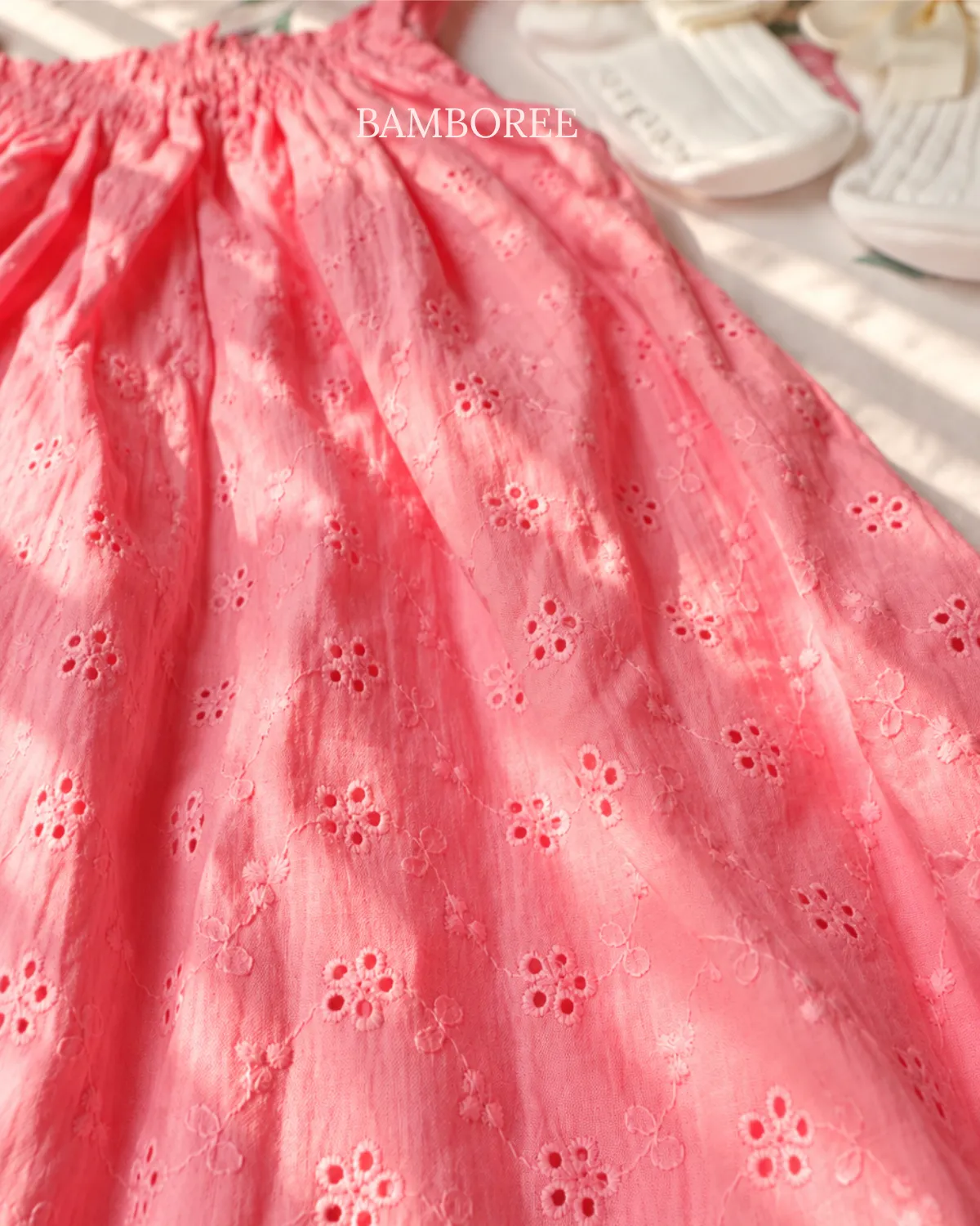 Cotton Shirred Strap Dress | Pink(0-3Years) - Image 3