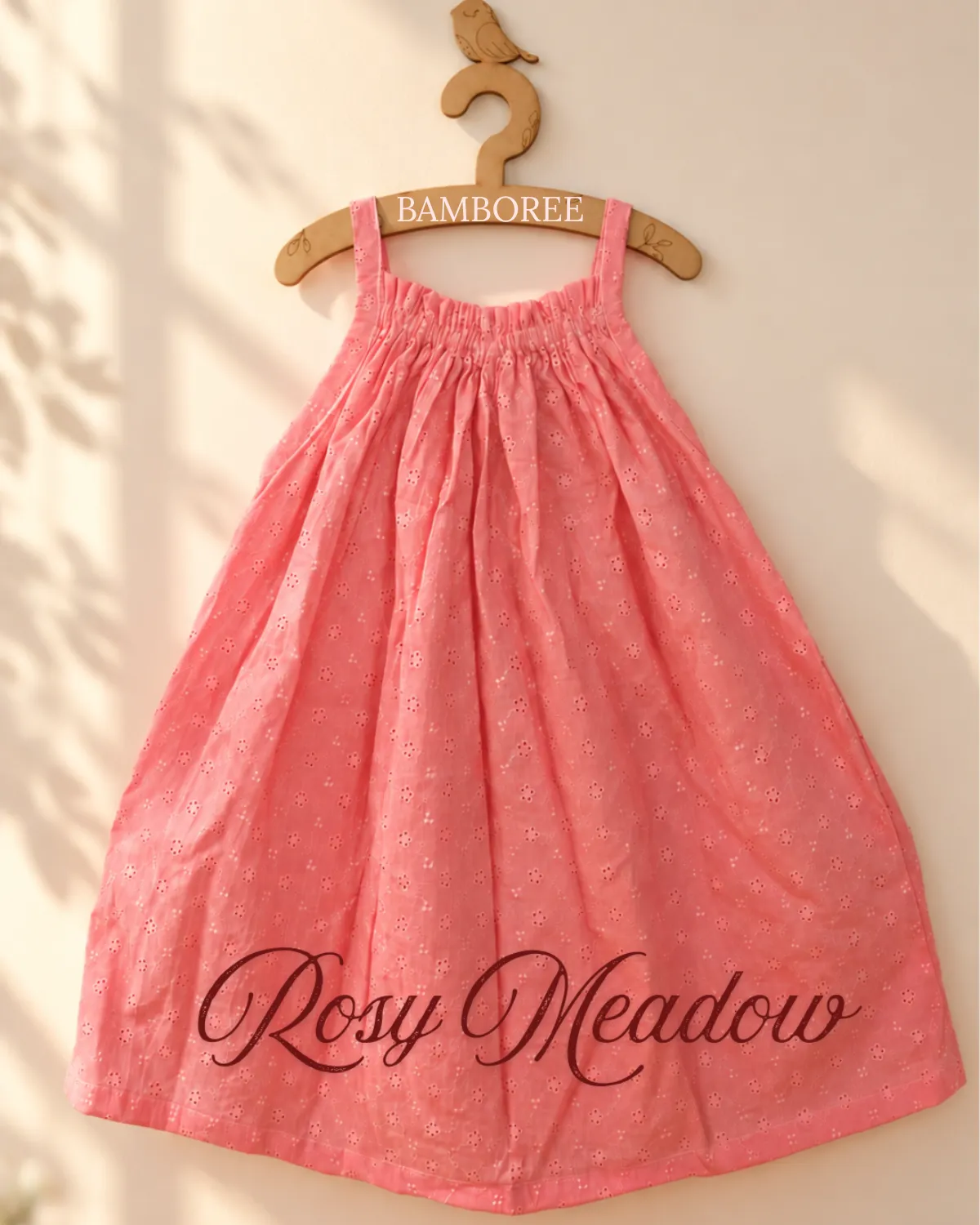 Pink eyelet frock for baby girls