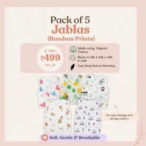 Muslin Snap Button Jabla(0-12M) | Pack of 5