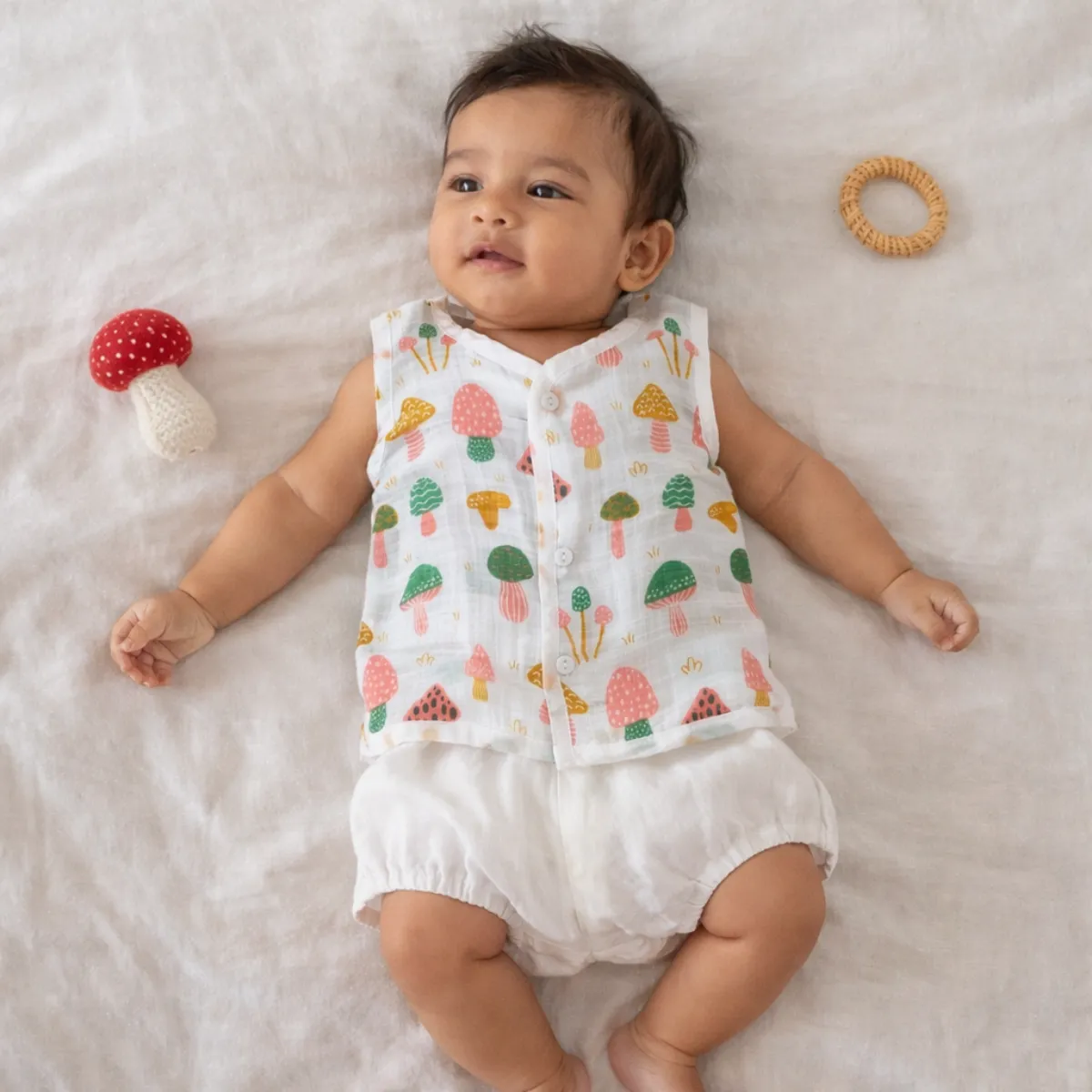 Muslin Button Jabla(0-12M) | Pack of 5 - Image 3