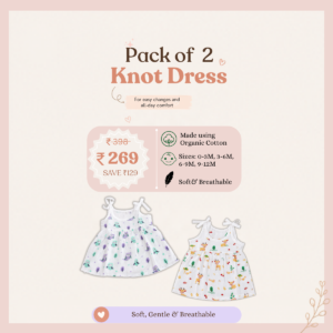 Muslin knot Dress(0-12M) | Pack of 2