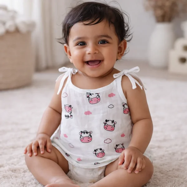 Bamboree-Tie-Knot-Jabla-Muslin-Cotton-Cow-Print-Lifestyle-image