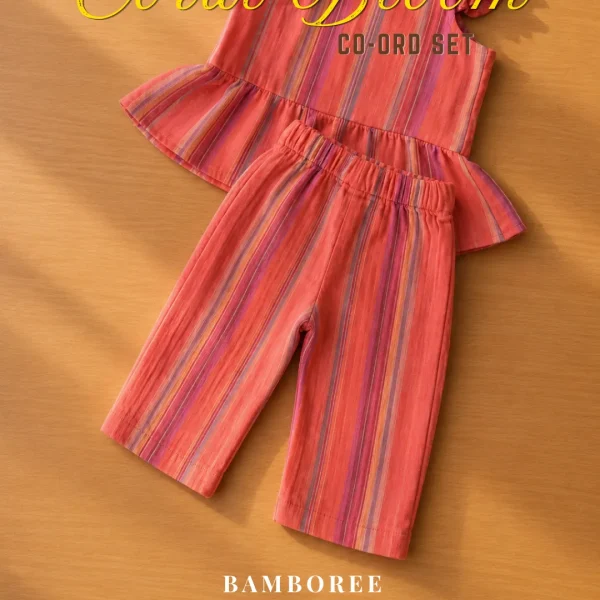 Bamboree-cotton-flutter-sleeve-girls-coord-set-1-4years-coral-bloom-front-image