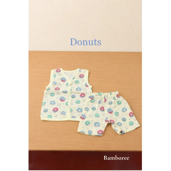 Bamboree-muslin-cotton-sleeveless-jabla-shorts-set-donut-front