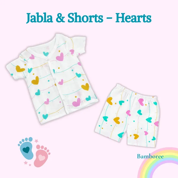 baby jabla and shorts hearts print cotton set newborn infant summer wear soft breathable